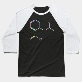 Aspirin Kawaii Pastel Rainbow Molecule Baseball T-Shirt